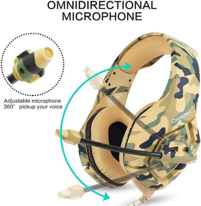 Main image of Camouflage Headphones For Ps4 Switch Game Wired Headphones Mobile Computer Headset Gaming Headphones