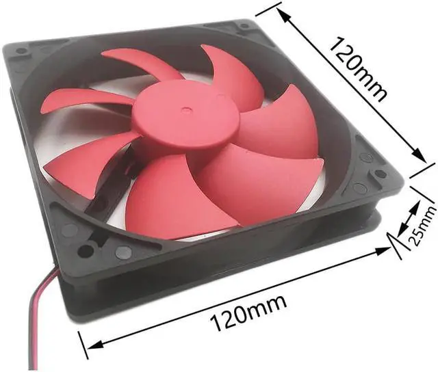 Alt view image 4 of 5 - F12025 120mm PC Cooling Fan Red Blade 12V Desktop Case Fan Cooler 2 Wire 2 Pin Connector for Computer Case/ Power Supply