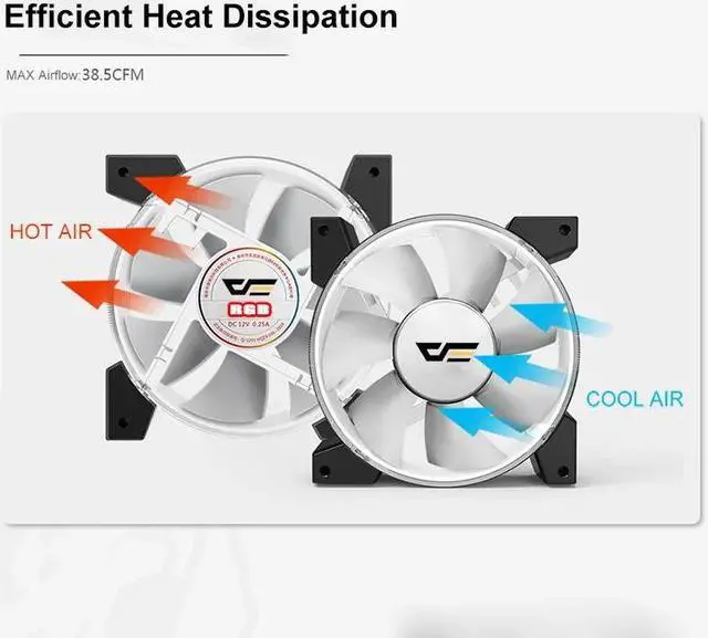 Alt view image 3 of 5 - PC Cooling Fan 120mm RGB Computer PC Case Fans Quiet Remote 5v/3pin Aura Sync CPU Cooler Cooling Adjust LED Fan Radiators