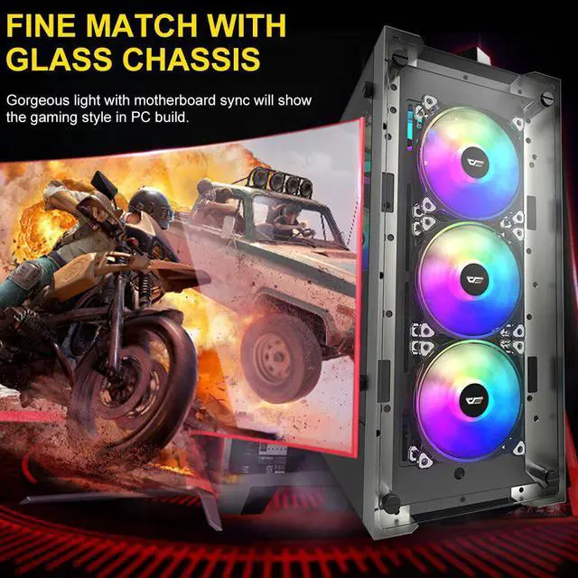 Alt view image 4 of 5 - RGB Fan 120mm Computer PC Case Fan Clear Frame Quiet+Remote Computer CPU Cooler Cooling Adjust Speed AURA SYNC RGB Case Fan