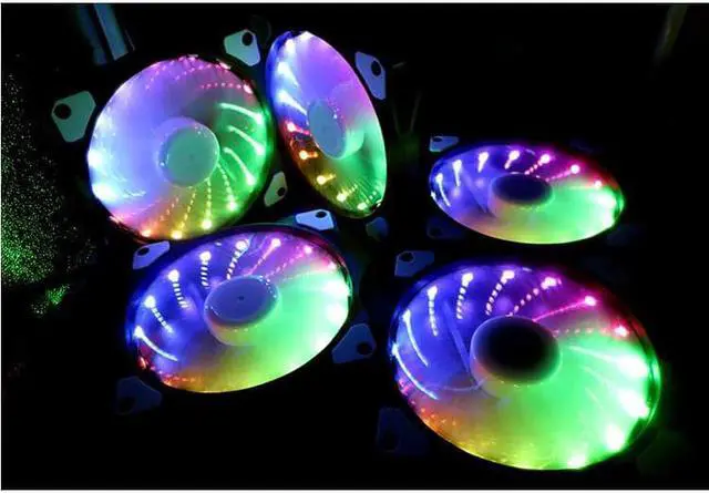 Alt view image 4 of 5 - fan 120mm set Adjusted 15LED pc fan controller cooler 12cm Computer game Case PC Cooling Fan quiet  Remote fan sync led hub