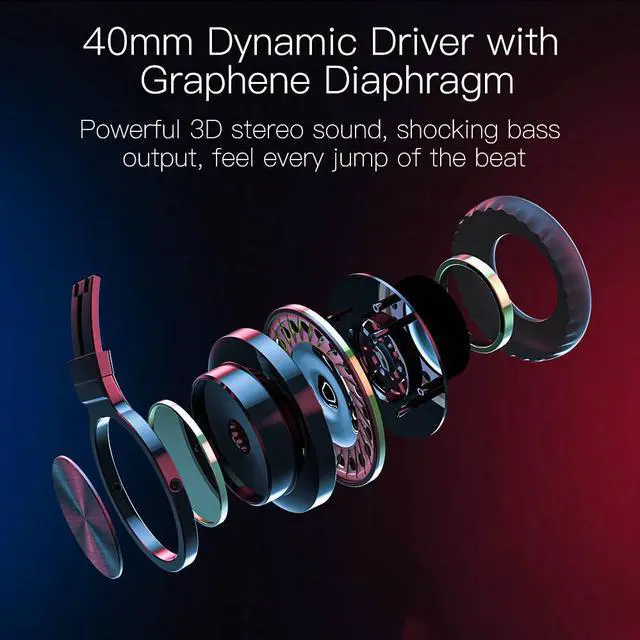 Alt view image 3 of 5 - bluetooth Wireless Headphones HiFi Stereo Gaming Headset RGB Light HD Call TF Card Earphone for PC Gamer PS4