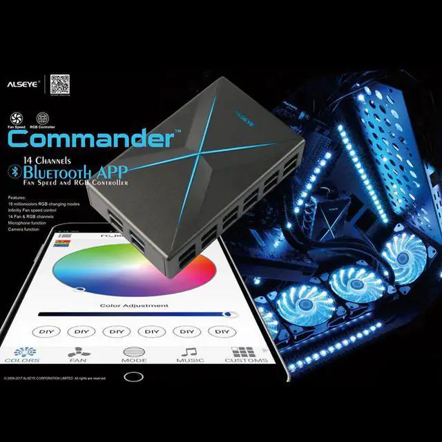 Alt view image 2 of 5 - Fan Controller Bluetooth PC Cooling Fan Speed and RGB Control by Smart Phone APP 14 Channels Cooling System
