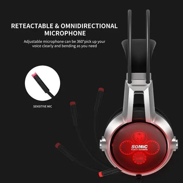 Alt view image 5 of 5 - E95X Physical Multi-Channel Vibration Gaming Headset Noise Canceling Headphones with Mic for PS4 FPS Game