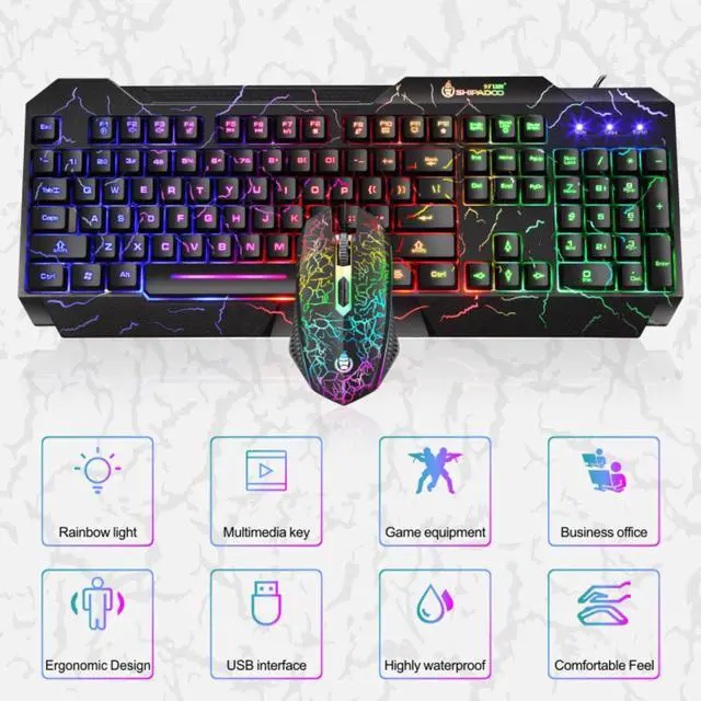 Alt view image 5 of 5 - And Mouse Gaming Luminous Mouse  USB Wired Waterproof Multi-Media LED Mouse And  Combo For PC Gamer KIT