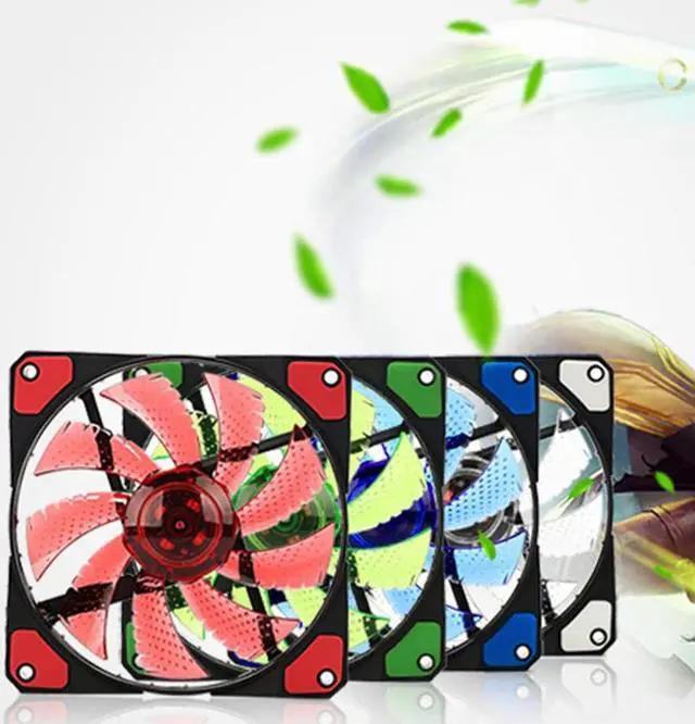 Alt view image 2 of 5 - 120mm 15 LED Ultra Silent Computer PC Case Cooling Fan CPU Cooler 12V With Rubber Quiet Molex Connector 3/4Pin Plug Fans Cooler