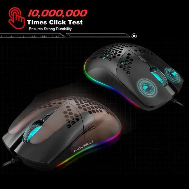 Alt view image 2 of 5 - 6400DPI HXSJ J900 Programmable USB Wired Gaming Mouse RGB Gamer Mouses with Six Adjustable DPI  for PC computer Desktop Mice