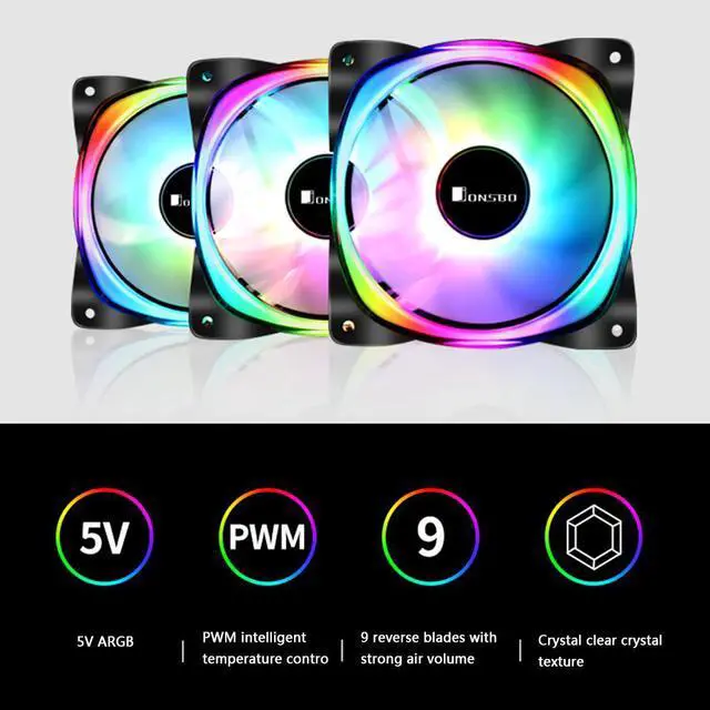 Main image of PC Case Fan 120mm 9 Blade Addressable RGB LED PWM Cooling Fan Cooler Dropship High Quality