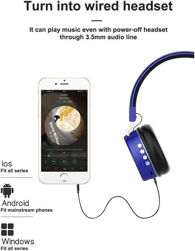 Alt view image 4 of 5 - Headphones With Bluetooth Receiver Adapter Headset gamer  Earphones For PC TV Laptop Tablet Smart Phone Gaming