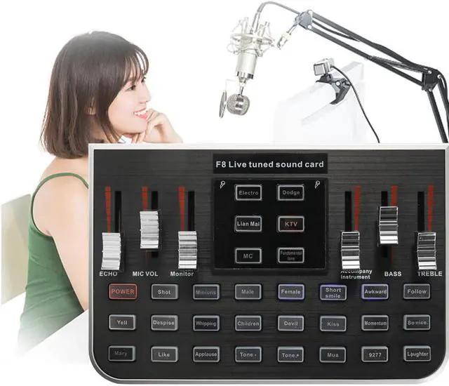 Alt view image 5 of 5 - Microphone Studio Audio Mixer Excellent Quality Music Professional Audio USB Headset Webcast Karaoke Live Sound Card F8
