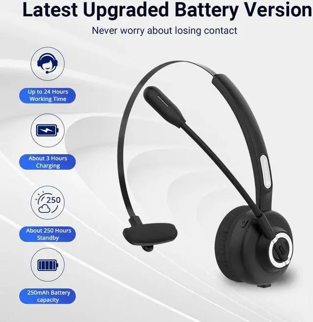 Alt view image 3 of 5 - H3B Call Center Bluetooth Headset Hands-free Wireless Headphones With Mic Noise Cancelling Skype Headset For Phone PC