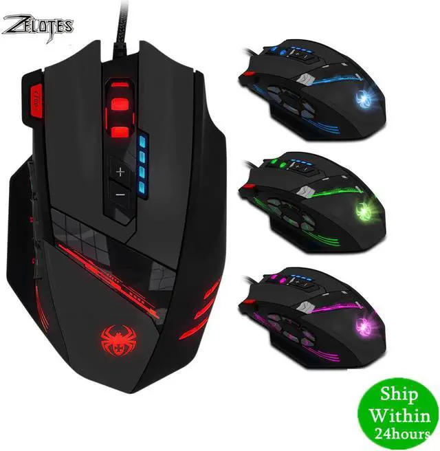 Main image of C-12 Wired USB 4000 DPI A Optical Gaming Mouse 12 Programmable Buttons Computer Game Mice 4 Adjustable DPI 7 LED Lights