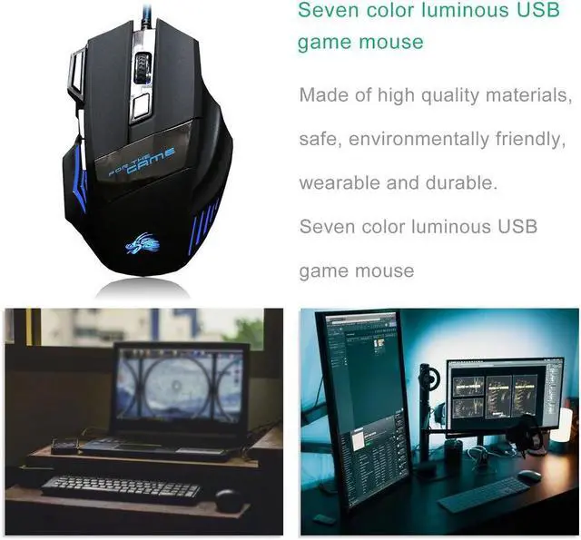 Alt view image 2 of 5 - Mouse 5000DPI LED Optical USB Wired Gamer Mouse 7 Buttons Gamer Computer Mice for Laptop Mice PC Rechargeable Finger