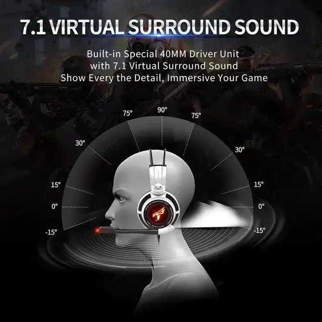 Alt view image 3 of 5 - G941 Gamer Earphones USB 7.1 Virtual Surround Sound Gaming Headset Headphones with Microphone Stereo Bass Vibration for PC
