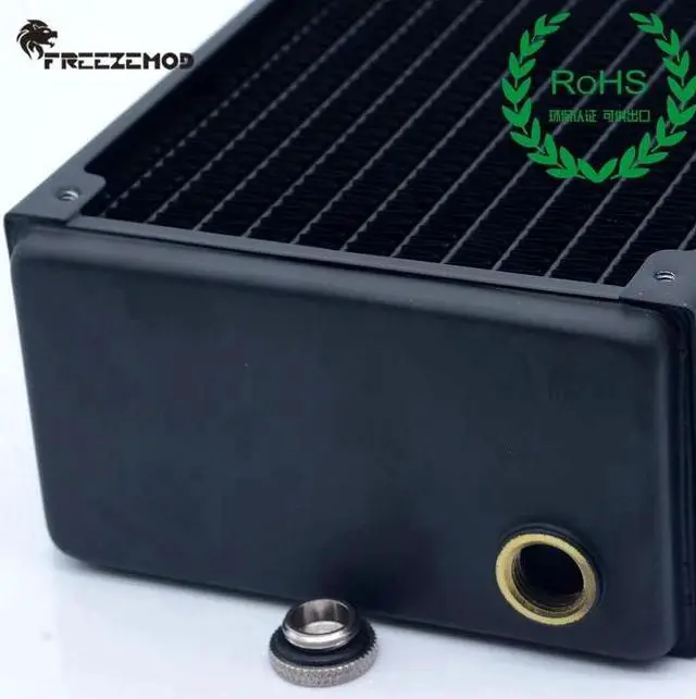 Alt view image 4 of 5 - computer pc water cooler copper radiator 3 layers 65MM thick copper fins G1/4 ROHS certification. TSRP-HP65-240