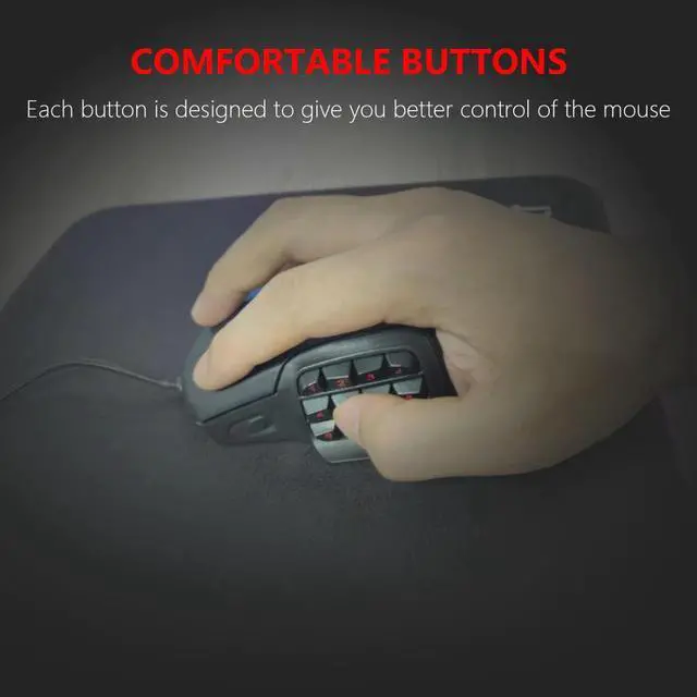 Alt view image 3 of 5 - MMO Gaming Mouse 10000 DPI 17-KEY Programmable Mouse High Sensitivity  Mouse RGB Backlight Mouse For Laptop PC Gamer