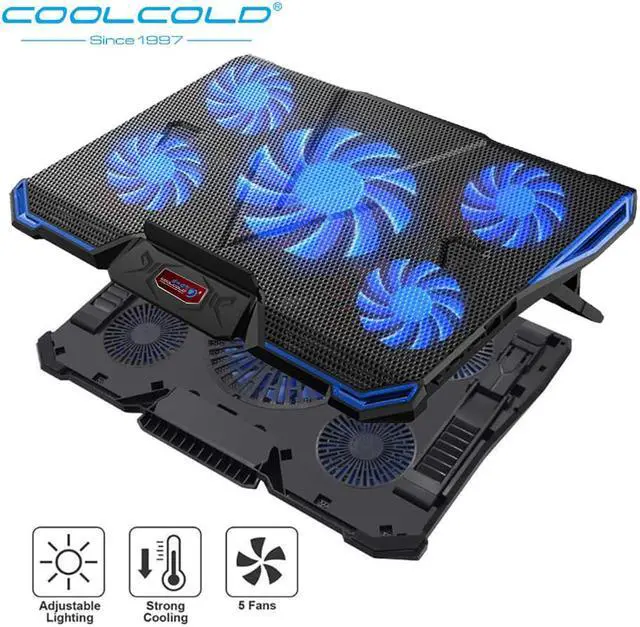 Alt view image 4 of 5 - Adjustable Angles Laptop Cooler Ergonomic Notebook Cooling Pad With Five Led Fan For 11'' 15.6'' 17''Notebook Tablet PC