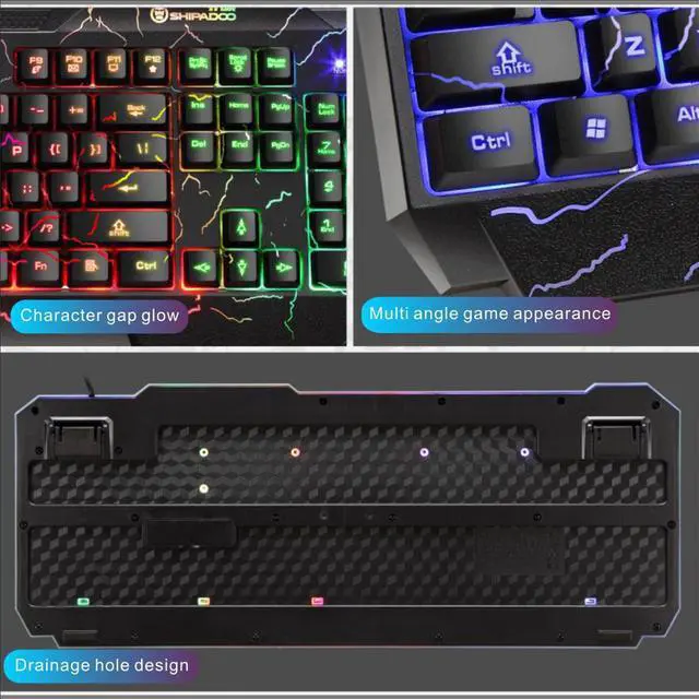 Alt view image 4 of 5 - And Mouse Gaming Luminous Mouse  USB Wired Waterproof Multi-Media LED Mouse And  Combo For PC Gamer KIT