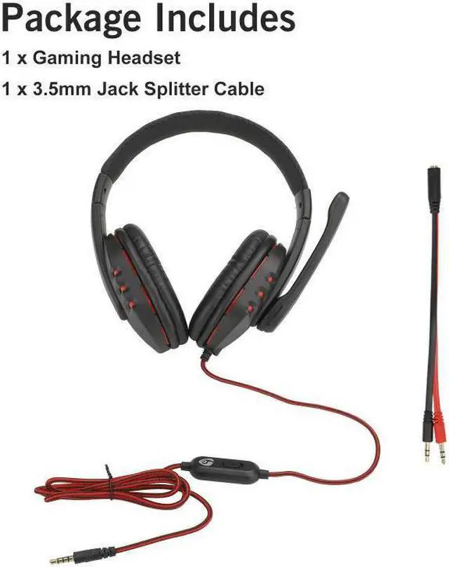Alt view image 5 of 5 - Headphones Bass Stereo PC Gamer Over Ear Wired Headset With Mic For Computer PS4/Nintendo Switch/Xbox One/Laptop