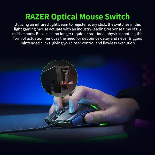 Alt view image 4 of 5 - Original  Viper Mini Lightweight USB Wired Mouse 8500DPI PAW3359 Optical Sensor RGB Gaming Mouse Mice SPEEDFLEX Cable