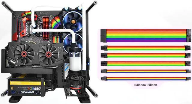 Alt view image 4 of 5 - 12 inch PC Computer Sleeved Extension Power Supply Cable Kit 18AWG 24Pin ATX 4+4Pin EPS 6+2Pin PCI-e 6Pin PCI-e Newest