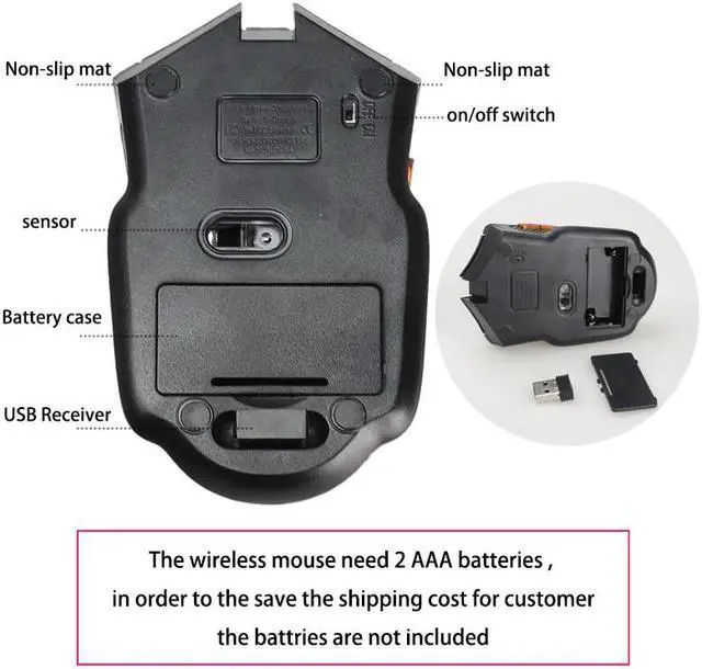 Alt view image 5 of 5 - 2.0 Optical Gaming Mouse 2.4ghz Wireless Mouse  Mini Portable Ergonomics Computer Mice 2000dpi For Laptop PC Video Game