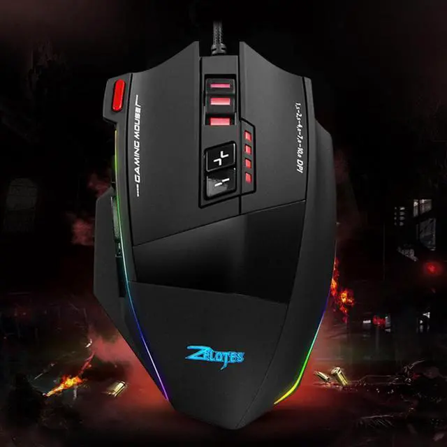Alt view image 4 of 5 - C-13 13 Programmable Buttons Wired USB Mouse 5 Levels 1500-10000DPI Adjustable RGB Optical Gaming Mice