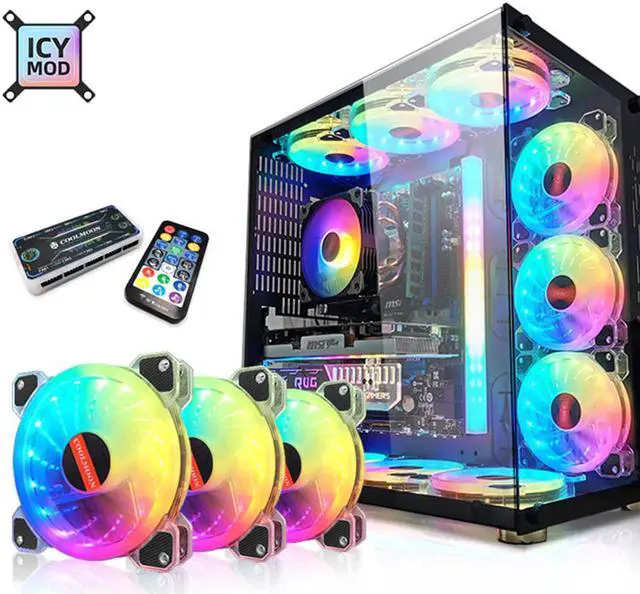 Main image of RGB Fan 12CM PC Cooler 120MM Music Rhythm Colorful Chassis Silent Fan Kit Control Water Cooler For MOD A-RGB AURA