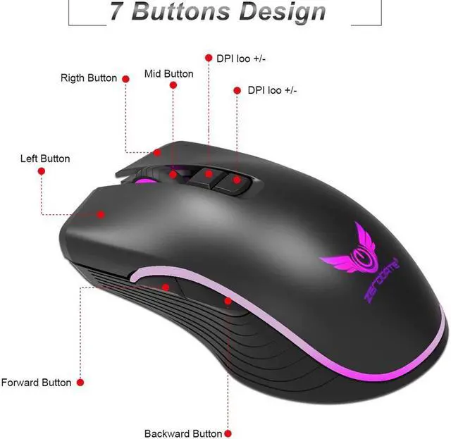 Alt view image 4 of 5 - C Rechargeable Wireless LED Optical Ergonomic 2.4G USB Gaming Mouse Mice  Built-in rechargeable lithium battery#T2
