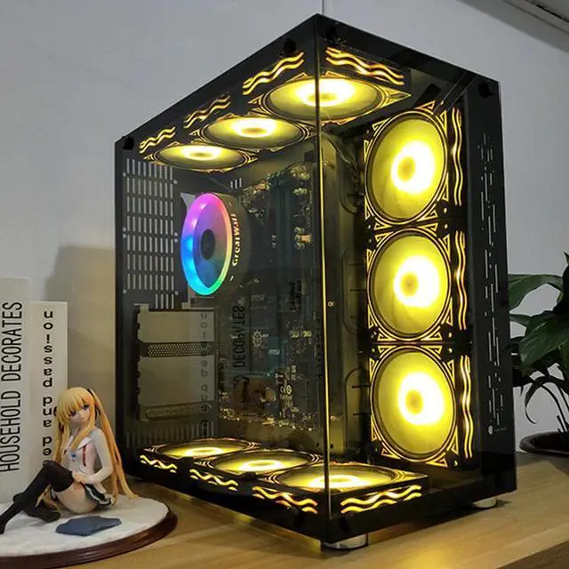 Alt view image 3 of 5 - 12cm Desktop Computer 12V 6Pin CPU Silent PC Case Fast Hydraulic Bearing Color Changing RGB Cooling Fan Heatsink Control Box