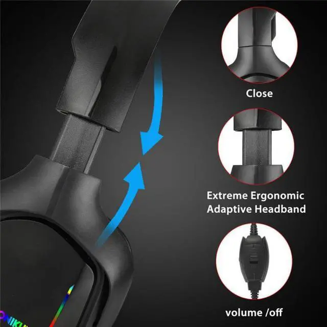 Alt view image 4 of 5 - Headset RGB Surround Sound Mic USB Headphones 3.5mm For Xbox PS4 Laptop Volume Control Headphone