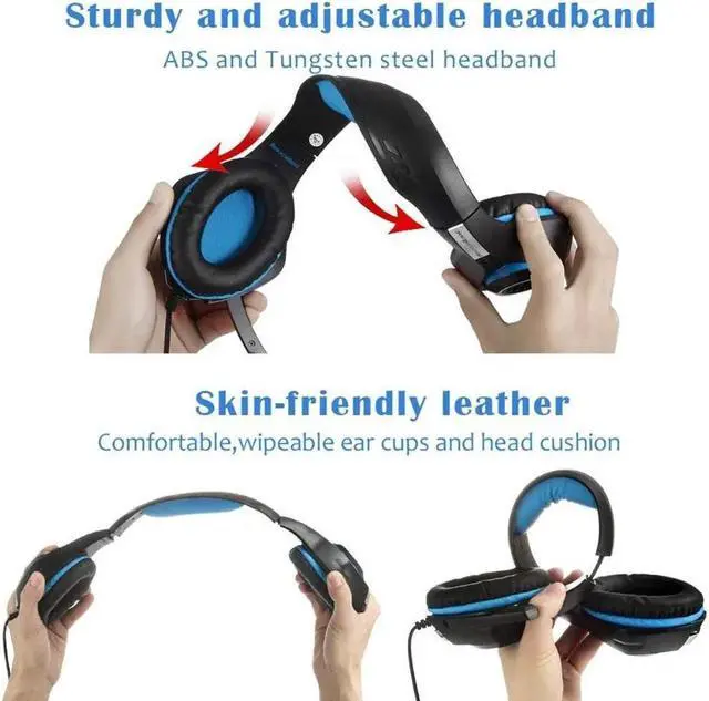 Alt view image 4 of 5 - Stereo Gaming Headset Casque Deep Bass Stereo Game Headphone with Mic LED Light for PS4 Phone PC Laptop Gamer