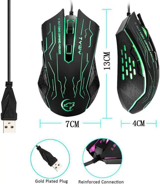 Alt view image 2 of 5 - Computer Gaming Mouse 1800 DPI Backlit Ergonomic Design Macro Program Mice For Laptop Desktop Gamer Computer Mice