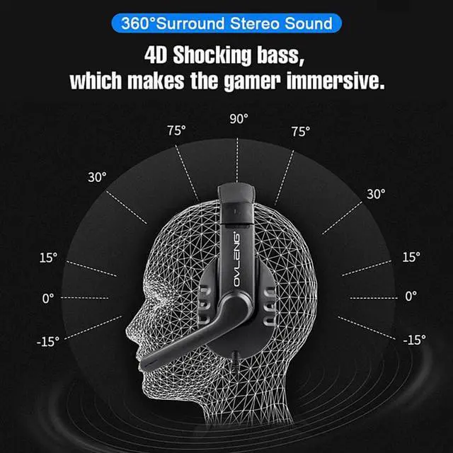 Alt view image 3 of 5 - Light Gaming Headphones For Computer PS4  Adjustable Bass Stereo Headset  PC Gamer Over Ear Wired Earphone