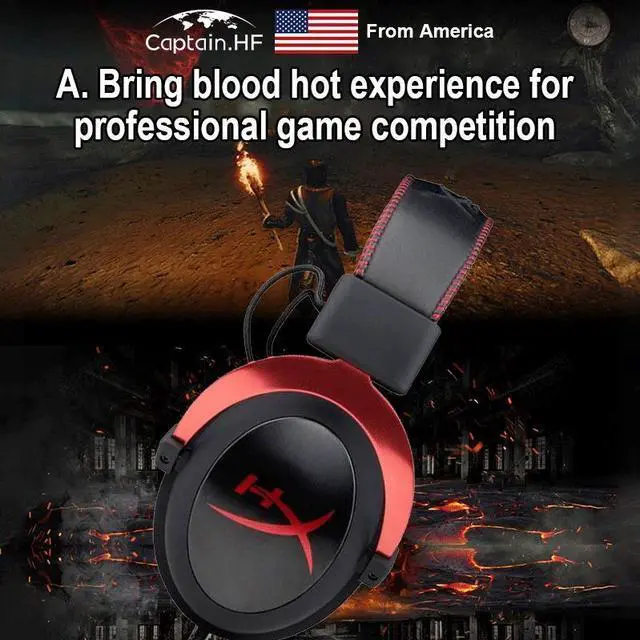 Alt view image 4 of 5 - Captain Hyper x Cloud II Professional Gaming Headset for Laptop and PC, Support Virtual 7.1 Surround Sound
