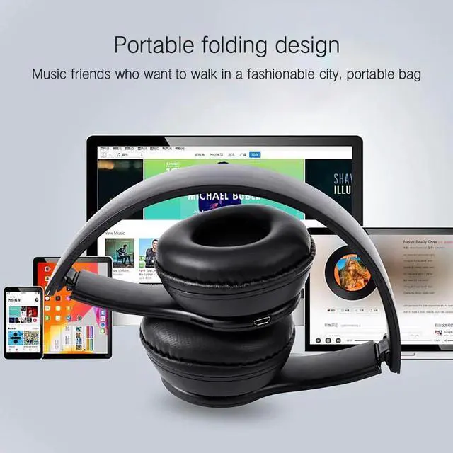 Alt view image 2 of 5 - Blutooth Wireless Headphone Audio Stereo Cordless Headset Auriculares Bluetooth Earphone For Computer Head Phone PC With Mic