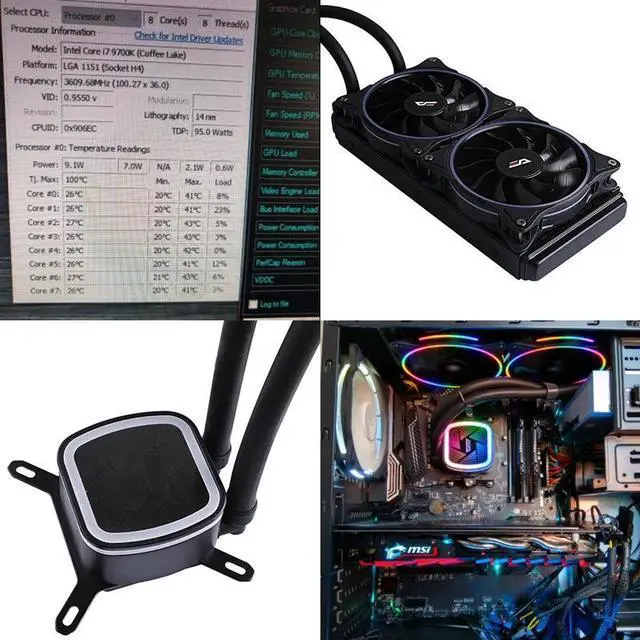 Alt view image 3 of 5 - PC Case Water Cooling Computer CPU Fan Water Cooler Radiator integrated Liquid Cooling for  LGA 2011/115x/AM3/AM4