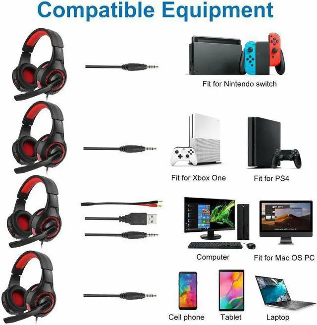 Alt view image 2 of 5 - Symphony Lights Headphones Professional Gaming Headset With Mic Headphones For PC Laptop PS4 Slim Pro Xbox One Switch Hot