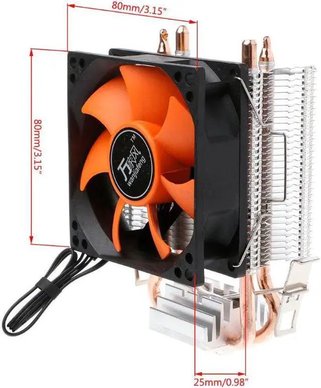 Alt view image 3 of 5 - Cooler Dual Heatpipe Aluminium PC CPU Cooler Cooling  For Intel 775/1155 AMD 754/AM2