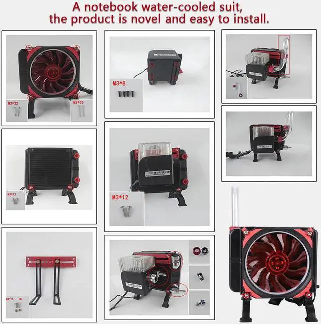 Alt view image 3 of 5 - PC Water Cooling Kit Liquid Computer Water-cooled Suit 120*120*25mm Cooling Fan Integrated Water Pump G1/4 Thread Water Row