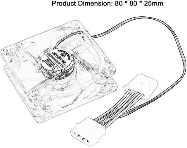 Alt view image 5 of 5 - 80mm Computer PC Fan With LED 8025 Silent Cooling Fan 12V LED Luminous Chass Computer Case Cooling Fan Mod Easy Installed