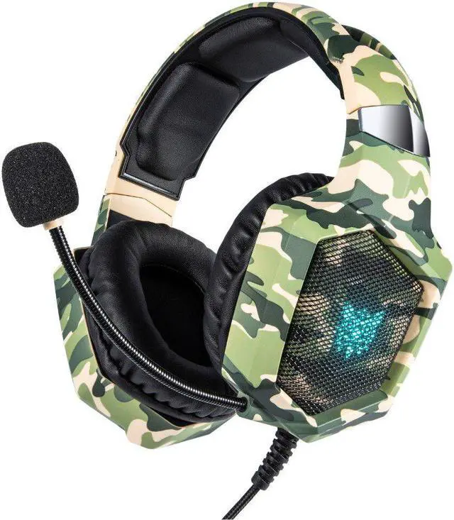 Alt view image 3 of 5 - K8 Gaming Headphones PS4 Headset Camouflage casque Wired PC Gamer Stereo with Micro LED Lights For XBox One/Laptop