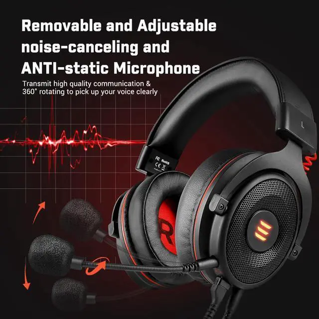 Alt view image 2 of 5 - E900-Pro Virtual 7.1 Gaming Headset Deep Bass Over-Ear Headphones With Pluggable Mic Noise Isolated For PC/Phone/PS4/XBox