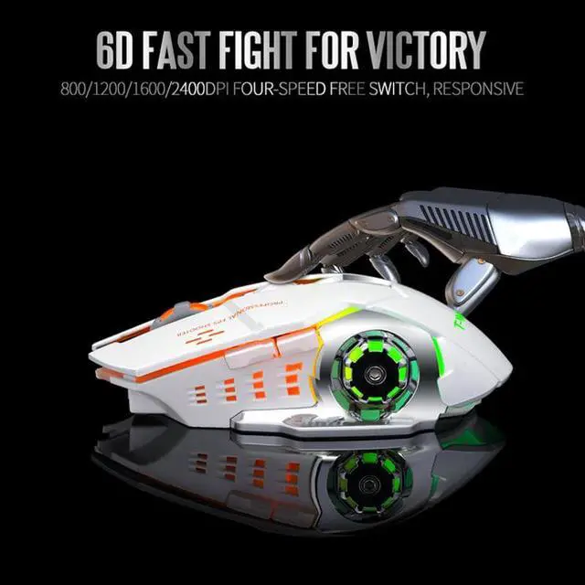 Alt view image 3 of 5 - Q13 Rechargeable Wireless Mouse Silent Ergonomic Gaming Mice 6 Keys RGB Backlight 2400 DPI for Laptop Computer Pro Gamer