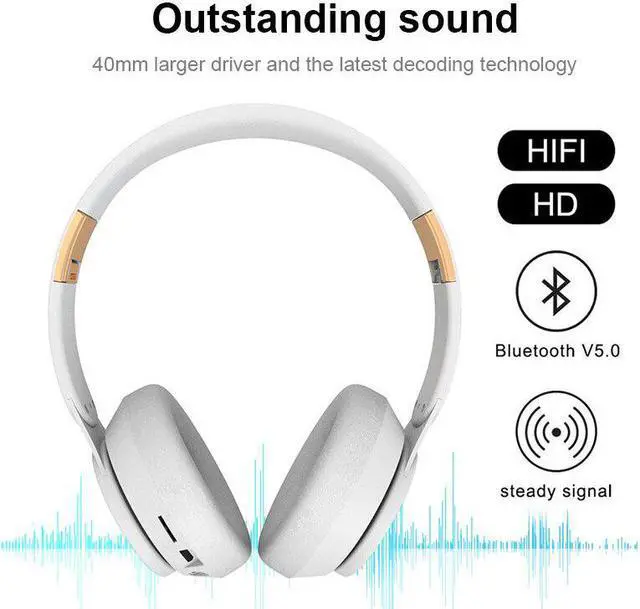 Alt view image 2 of 5 - Pearl White T7 Wireless Headphones Bluetooth Headset Foldable Stereo Adjustable Auriculares With Mic for phone Pc TV