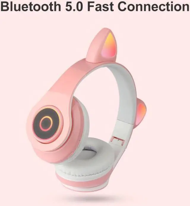 Alt view image 2 of 5 - Cat Ear Bluetooth 5.0 Headset Wireless Hifi Music Stereo Bass Headphones LED Light Mobile Phone Girl Daughter Headset For PC