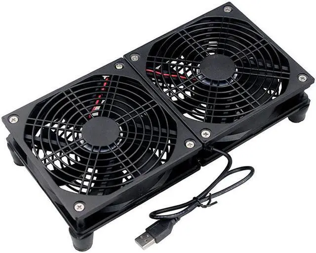 Alt view image 4 of 5 - Router Cooling Fan DIY PC Cooler TV Box Wireless Quiet DC 5V USB Power 120mm 240mm Fan 12CM W/Screws Protective Net