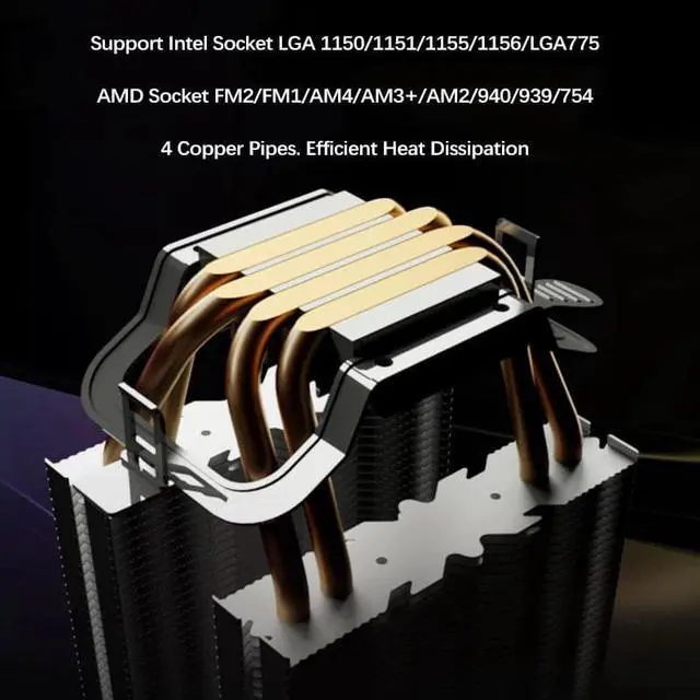 Alt view image 2 of 5 - 4PIN ARGB CPU Cooler Computer Radiator for Intel LGA 1150 1151 1155 1156 LGA775 Heatsink AURA SYNC Air CPU Cooler AM4