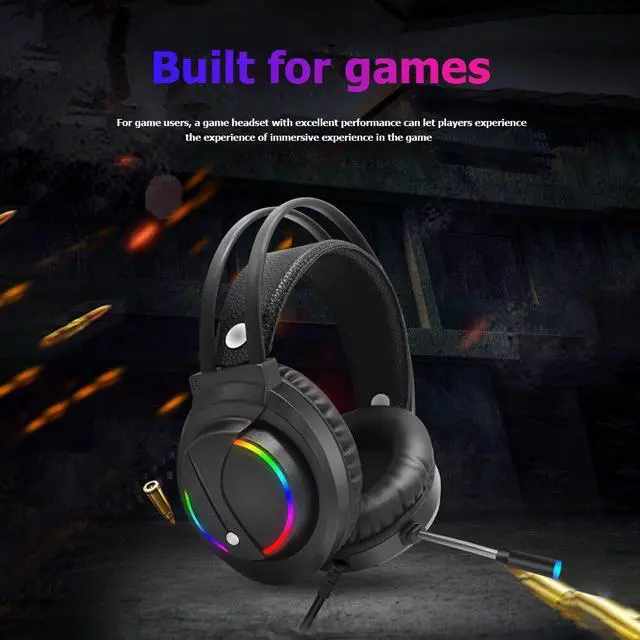 Alt view image 2 of 5 - USB Wired Headset  7.1 Sound USB Wired Headset Over-Ear Gaming Headphone w/ Microphone for E-Sports Games