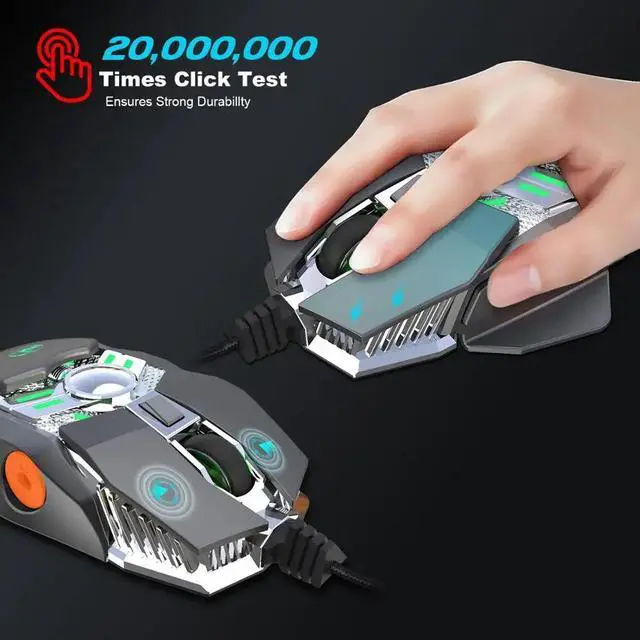Alt view image 3 of 5 - Gaming Mouse Computer Game Mouse Ergonomic Gamer Mice 6400 DPI Silent Mouse Optical Backlight PC Mause 7 Button For Laptop